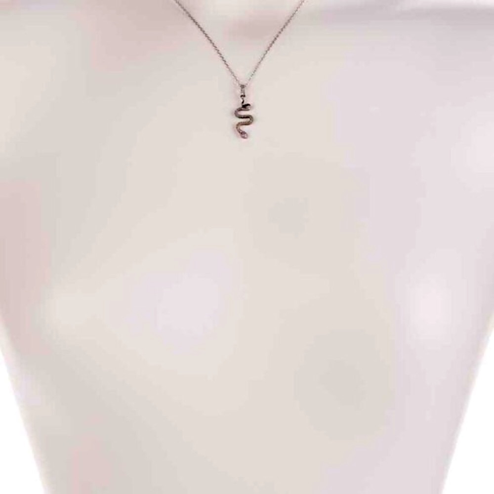 ❌SOLD❌NWT ADORNIA FINE Coil Snake Silver Diamond Pendant Necklace - 0.20 ctw - Picture 2 of 6